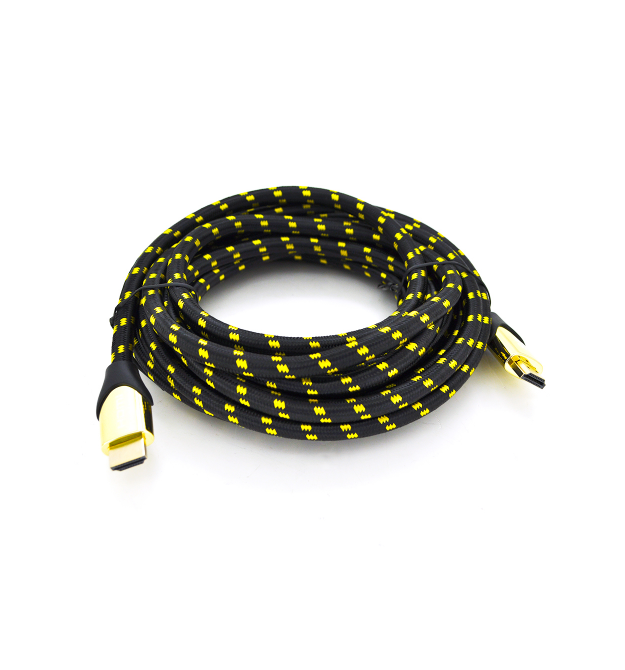 Кабель Ritar PL-HD207 HDMI-HDMI 19+1, UltraHD 8K 60HZ,4K 120HZ, 3.0m, v2,1, OD-6.3mm, с фильтром, в оплетке Black - Gold, коннек