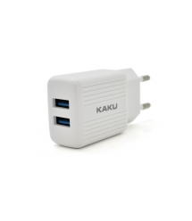 СЗУ AC100-240V iKAKU KSC-368 DILANG, 2xUSB, Output: DC5V - 2.4A (12W), White, Blister-box