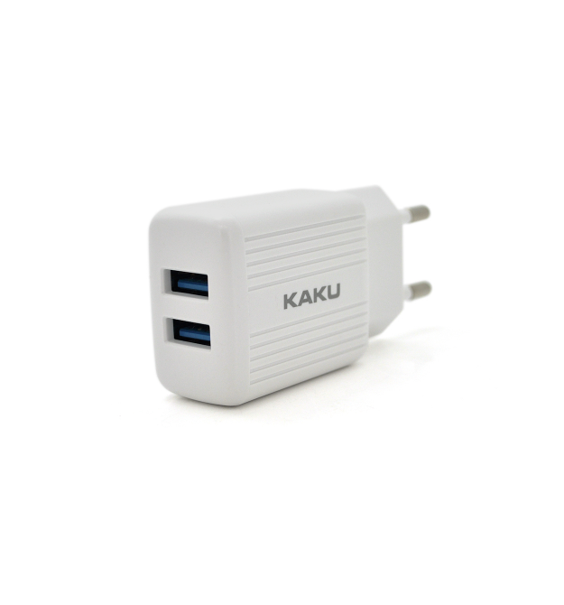 СЗУ AC100-240V iKAKU KSC-368 DILANG, 2xUSB, Output: DC5V - 2.4A (12W), White, Blister-box