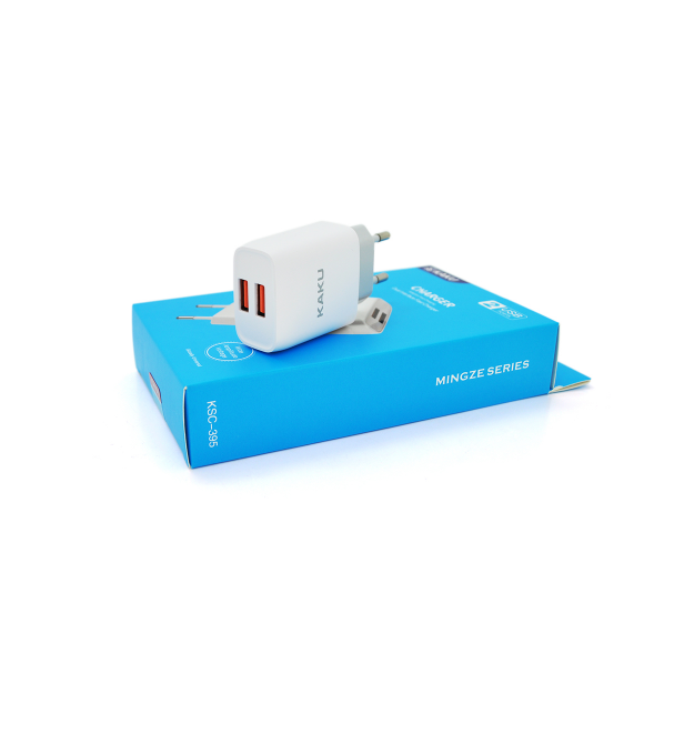 МЗП AC100-240V iKAKU KSC - 395 MINGZE, 2xUSB, Output: DC5V-2.4 A (12W), White, Blister-box.