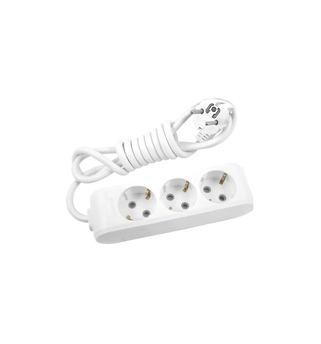 Удлинитель Panasonic X-tendia с заземлением 3 гнезда, 2 м, с защитными шторками, серый