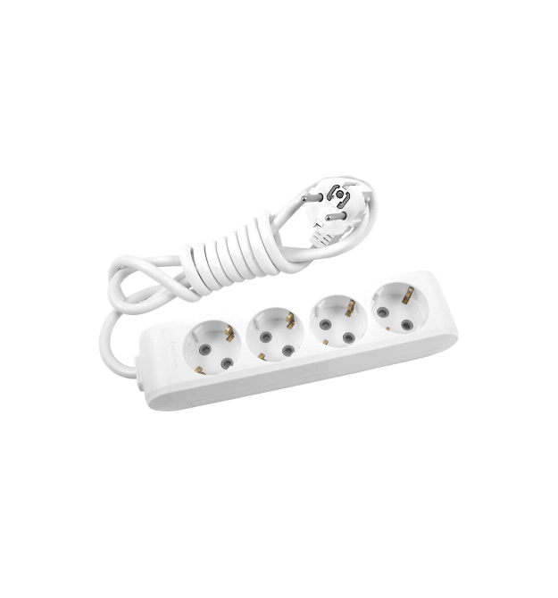 Удлинитель Panasonic X-tendia с заземлением 4 гнезда, 3 м, с защитными шторками, серый