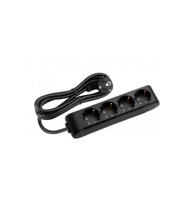 Удлинитель Panasonic X-tendia с заземлением 4 гнезда, 3 м, с защитными шторками, черный