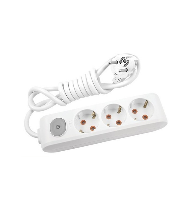 Удлинитель Panasonic X-tendia с заземлением 3 гнезда, 2 м, с защитными шторками, с выключателем, серый