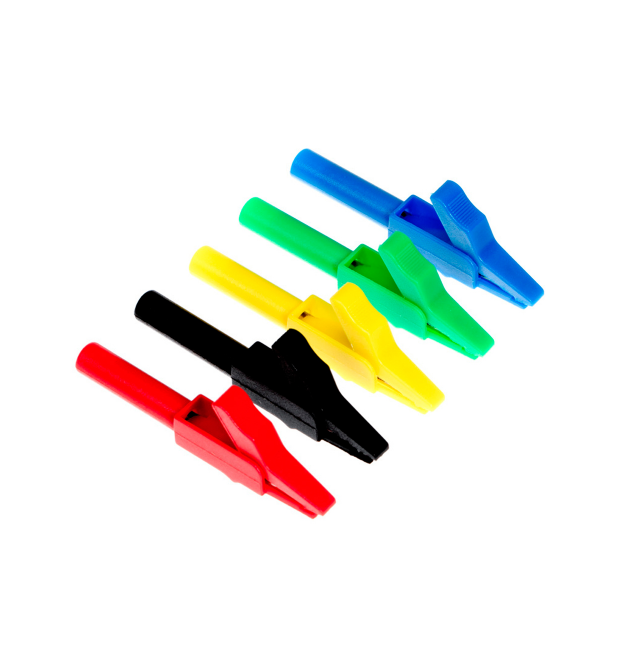 Зажим тестерный крокодил синий, 56мм, 15А (эластичный резиновый кожух)