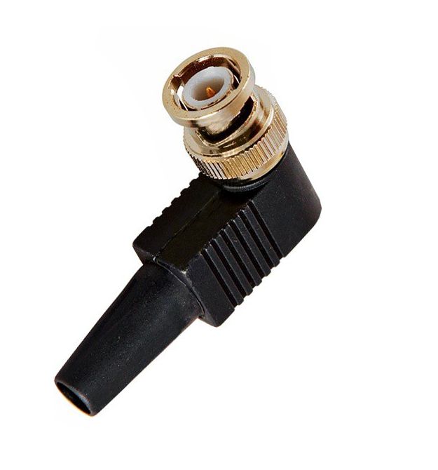 Разъем BNC-M-угловой, пластиковый кожух и винт для фиксации кабеля ,Q100 