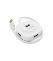Хаб VEGGIEG V-U2407 USB 2.0 4 порта, 480Mbts, питание от USB, White, 0,3m, Box
