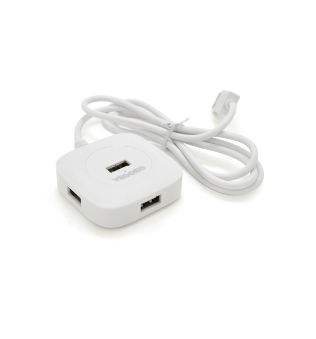 Хаб VEGGIEG V-U2408 USB 2.0 4 порта, 480Mbts, питание от USB, White, 1,0m, Box