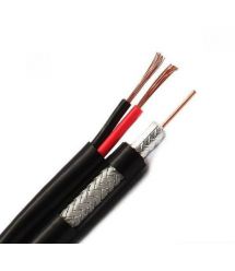 Кабель коаксиальный с питанием RITAR B305-RG59+2x0.5mm, 0,81 мм.CU, 64x0.12m CCA желтый экран, 75 Ом, FPE, оболочка 6,91мм черны