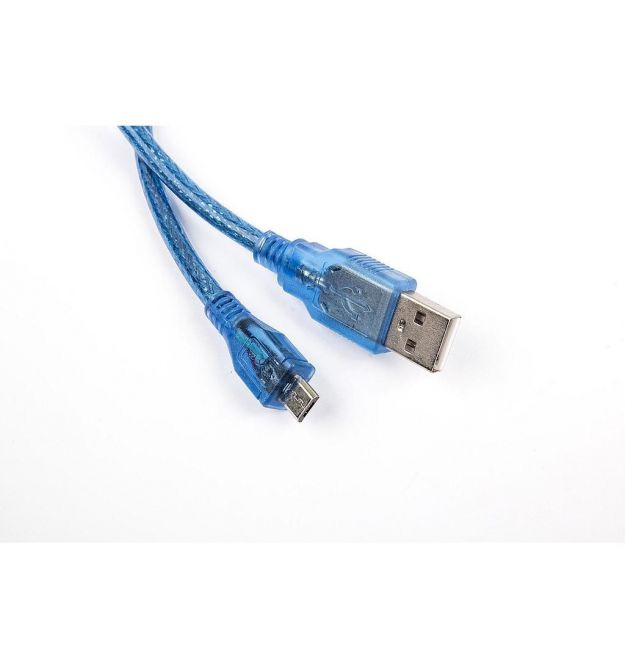 Кабель USB 2.0 (AM - Miсro 5 pin) 3м, прозрачный синий, Пакет