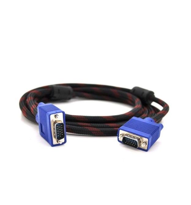 Кабель VGA 3+4 5.0m male to male OD-8.2mm Black-Red, коннектор Blue, кулёк