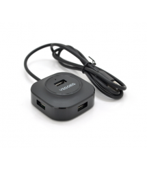 Хаб VEGGIEG V-U2409 USB 2.0 4 порта, 480Mbts, питание от USB, Black, 1,0m, Box