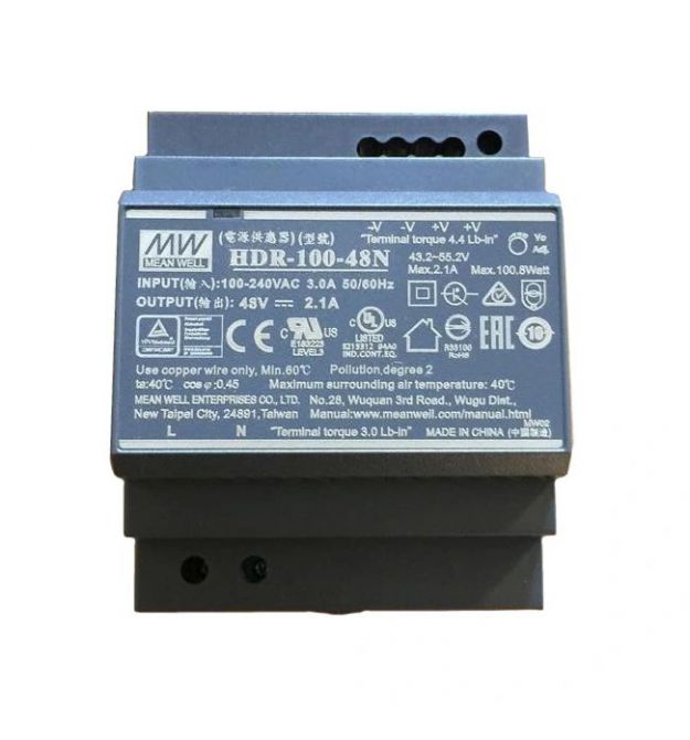 Блок питания MeanWell HDR-100-48N (48B 2.09А для монтажа на DIN рейку)