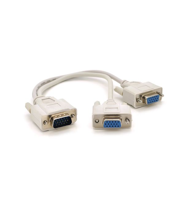 Разветвитель VGA 0,2m, male to 2*female (папа-2*мама), White, OEM