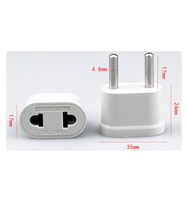 Переходник на евророзетку Binxing WN-20 White, 110-250V, 10A, 500W, в упаковке 100 штук, цена за штуку