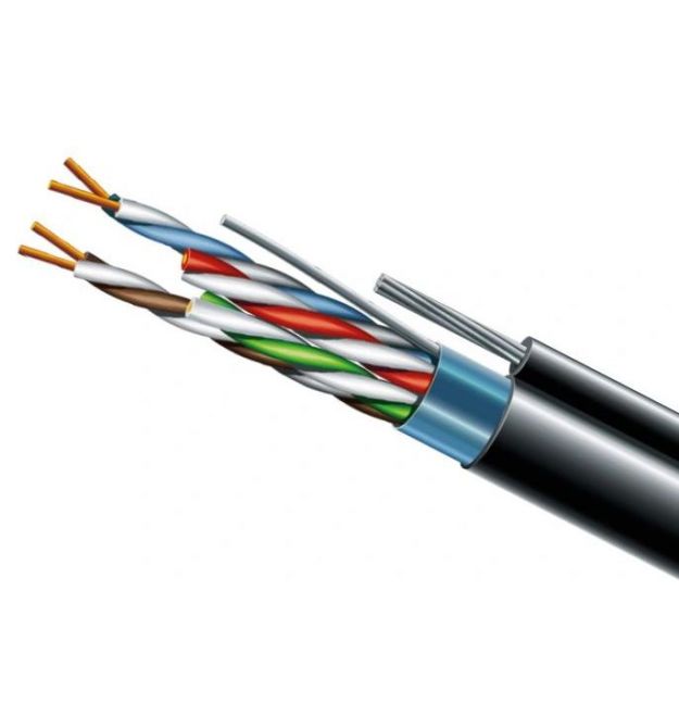 Кабель витая пара ЗЗЦМ (FTP медь уличный с тросом) Cat. 5e F/UTP PE 4х2х24 AWG + S. M. трос (к)(72113) бухта 500м.