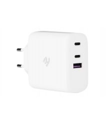 2E Сетевое ЗУ Wall Charger GaN USB-C PD3.0 Dual, QC3.0, Max 65W, white