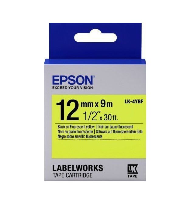 Epson Картридж с лентой LK4YBF принтеров LW-300/400/400VP/700 Fluorescent Black/Yellow 12mm/9m