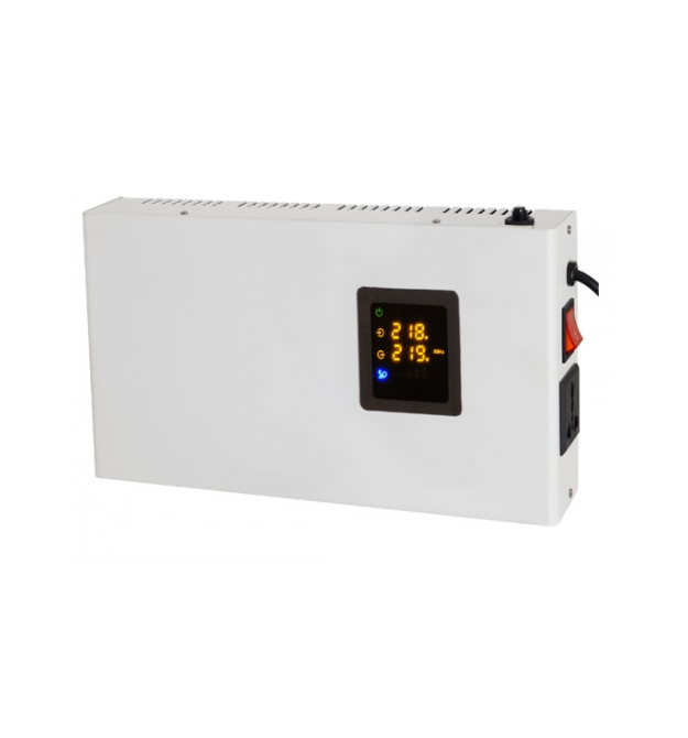 Стабилизатор напряжения релейный настенного монтажа Europower SLIM-10000SBR LED, 10KVA 9000W, 140-270Vac, SHUKO2, Q1 (515*270*20
