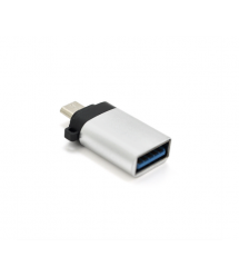 Перехідник VEGGIEG TC113 USB3.0(AF) OTG - microUSB(M), Silver