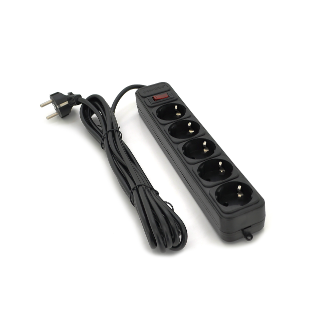 Сетевой удлинитель Gembird SP5, 220В 10А, 5 розеток, 4.5 м, Black, Q30
