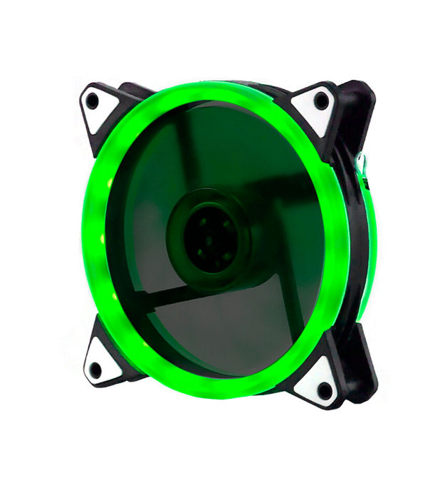 Кулер корпусной 12025 DC sleeve fan 3pin + 4pin - 120*120*25мм, 12V, 1100об - мин, Green, двухсторонний