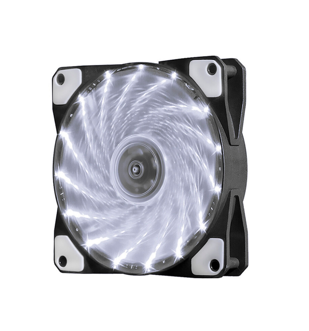 Кулер корпусной 12025 DC sleeve fan 3pin + 4pin - 120*120*25мм, 12V, 1100об - мин, 15LED, White