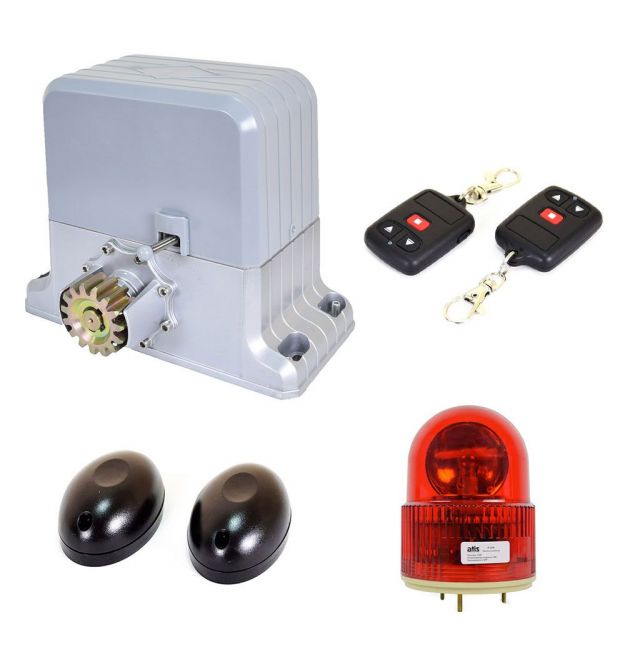 Комплект автоматики для откатных ворот весом до 1800 кг Weilai DGY1800Pro kit с сигнальной лампой и ИК-барьером