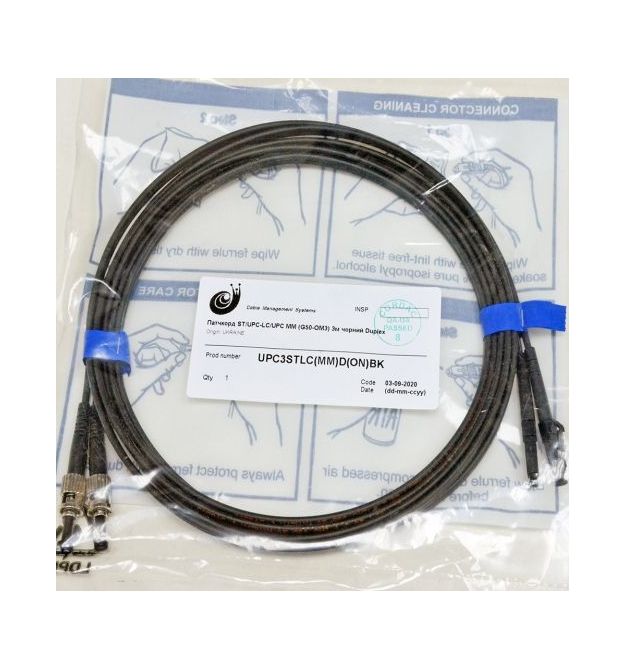Патчкорд ST-UPC-LC-UPC MM (G50-OM3), 3.0 м, черный Duplex .