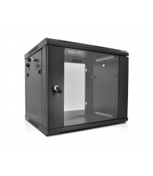 Шкаф Merlion 9U, 600*600*500 (Ш*Г*В)мм закаленное стекло, черный, сталь 1,2мм с замком (в разобраном виде!!!)
