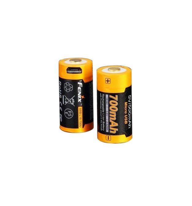 Аккумулятор 700 UP mAh Li-ion micro usb зарядка Fenix 16340