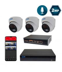 Комплект видеонаблюдения на 3 купольные 2 Мп IP-камеры SEVEN IP-7212W3-2MP