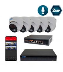 Комплект видеонаблюдения на 5 купольных 2 Мп IP-камеры SEVEN IP-7212W5-2MP