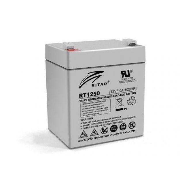 Аккумуляторная батарея AGM RITAR RT1250, Gray Case, 12V 5.0Ah ( 90 х70 х 101 (107) ) Q10