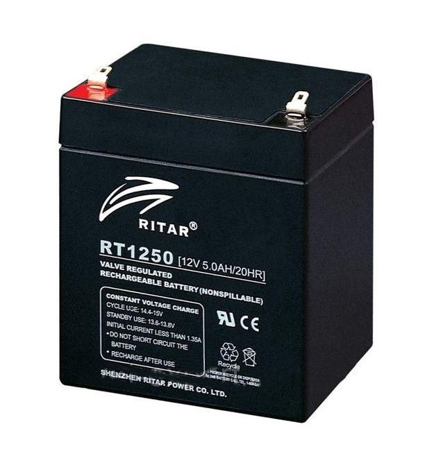 Акумуляторна батарея AGM RITAR RT1250B, Black Case, 12V 5.0Ah ( 90 х70 х 101 (107) ) Q10