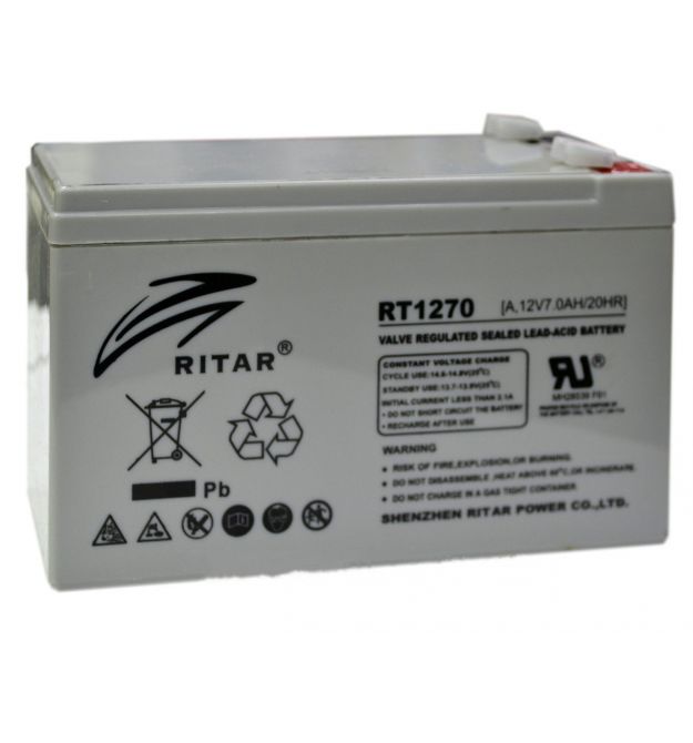 Аккумуляторная свинцово-кислотная батарея AGM RITAR RT1270 Gray Case 12V 7.0Ah Q10