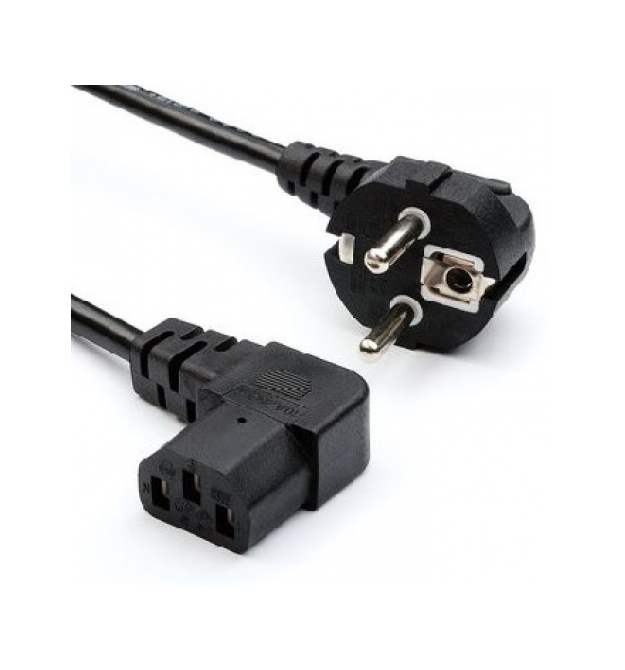 Кабель питания Schuko угловой PC-186A CEE7 / 17-C13, 1.2M, 0.75mm, евровилка под 90 градусов, OEM Q25 / 400
