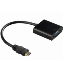 Конвертер mini HDMI (тато) на VGA (мама) 30cm, Black, 4K / 2K, Пакет