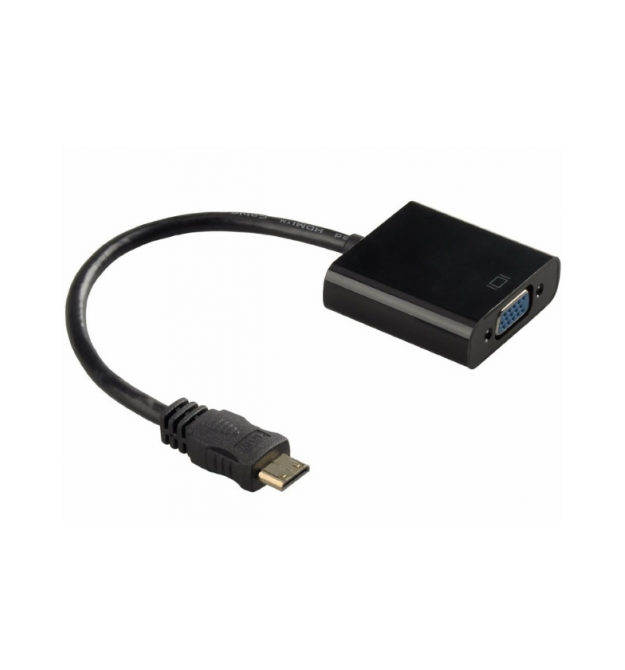 Конвертер mini HDMI (папа) на VGA(мама) 30cm, Black,4K / 2K, Пакет