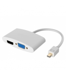 Конвертер mini Display Port (папа) на HDMI / VGA(мама) 30cm, Silver, 4K / 2K, Пакет