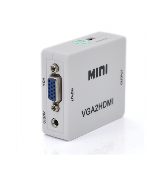 Конвертер Mini, VGA2HDMI, ВЫХОД HDMI(мама), на ВХОД VGA(мама) 720P / 1080P, White, BOX