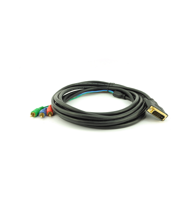 Кабель DVI (папа)-3RCA (папа), 1.5m , 2феррит, Black, пакет