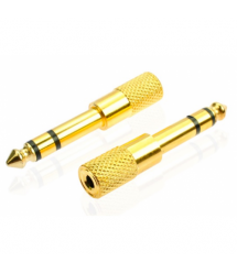 Конвертер Jack 6.3 (папа) / Jack 3.5 (мама) Stereo, Gold, металл,Q100