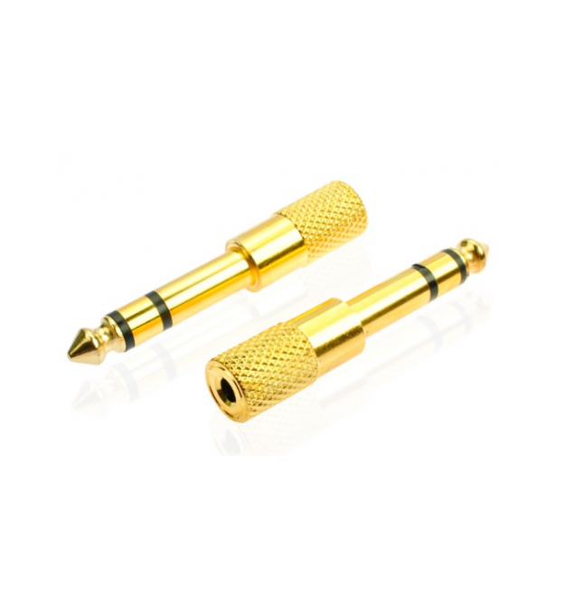 Конвертер Jack 6.3 (папа) / Jack 3.5 (мама) Stereo, Gold, металл,Q100