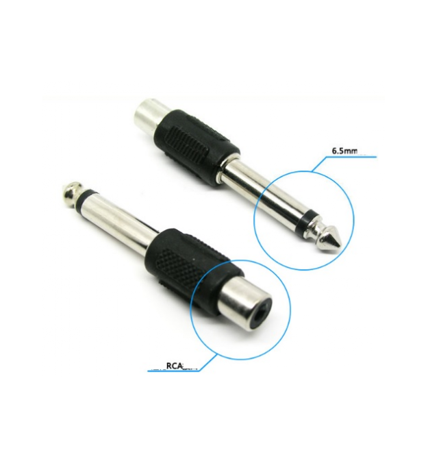Переходник Jack 6.3 (папа) – RCA (мама) Mono, Black, пластик, Q100