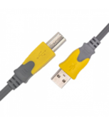 Кабель USB 2.0 V-Link AM / BM, 3.0m, 1 феррит, Grey / Yellow, Q200