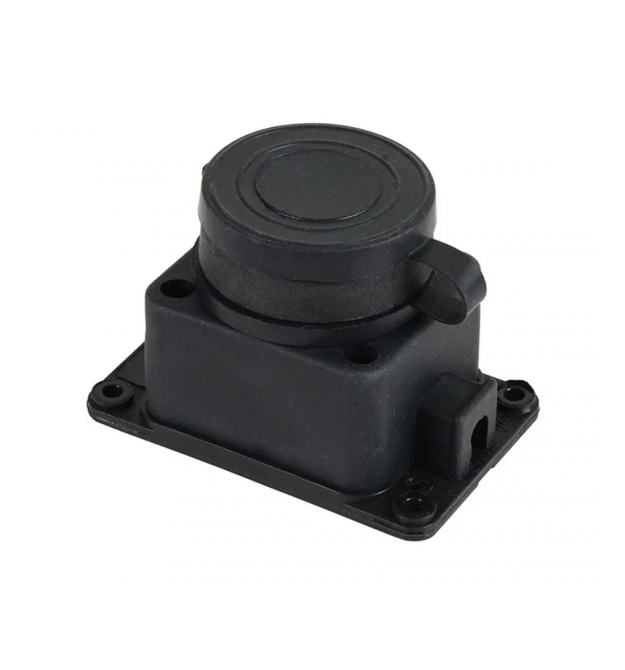 Колодка PiPo PP - SP-1 - 44 - 16B, 16А, 220-240В, IP44, с заглушкой, с заземлением 1 гнездо, каучук, черный