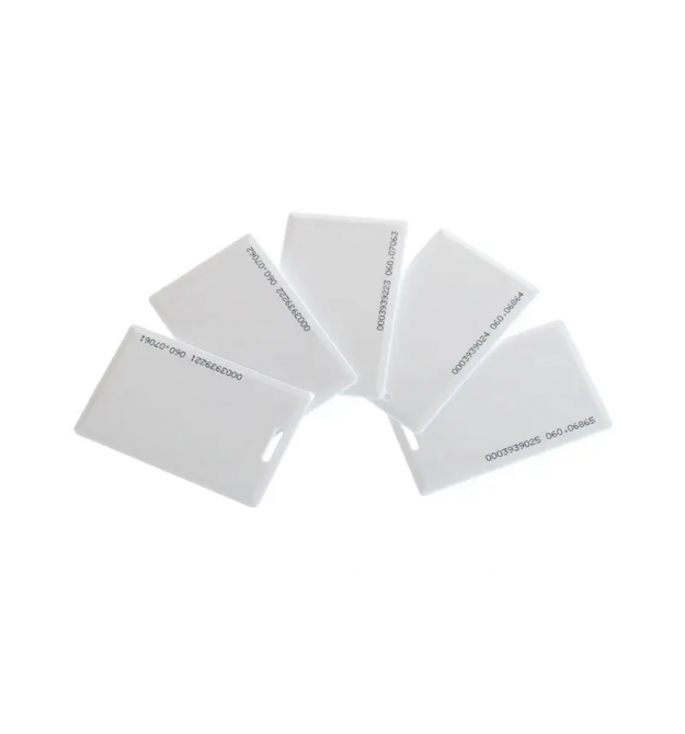 Безконтактна картка IC MIFARE 13,56 МГц(1K), товщина 1,6 мм. Колір білий. З прорізом