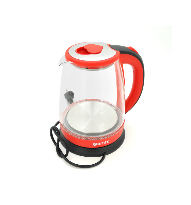 Электрический чайник BITEK BT-3110, с подсветкой, 2400W, 1.8L, Red