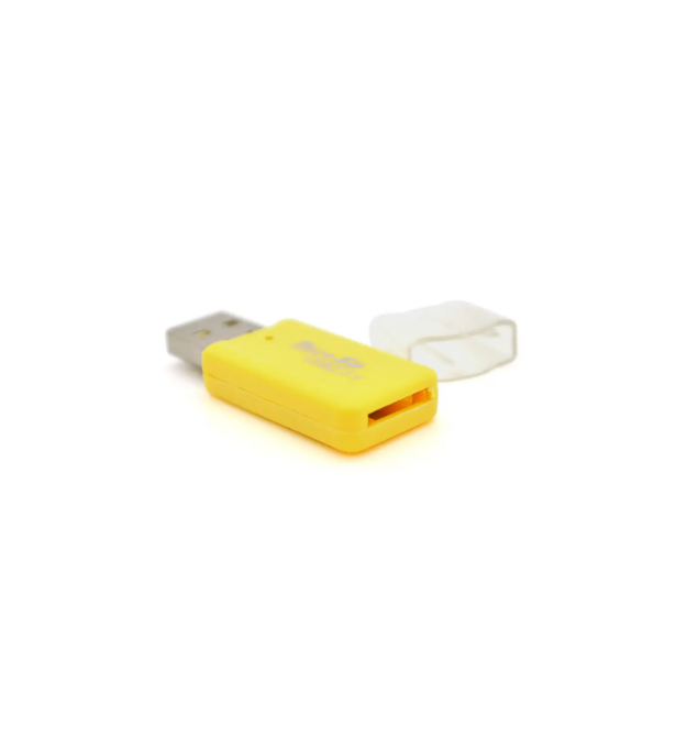 Кардридер универсальный MERLION CRD-1VL TF - Micro SD, USB2.0, Yellow, OEM Q100